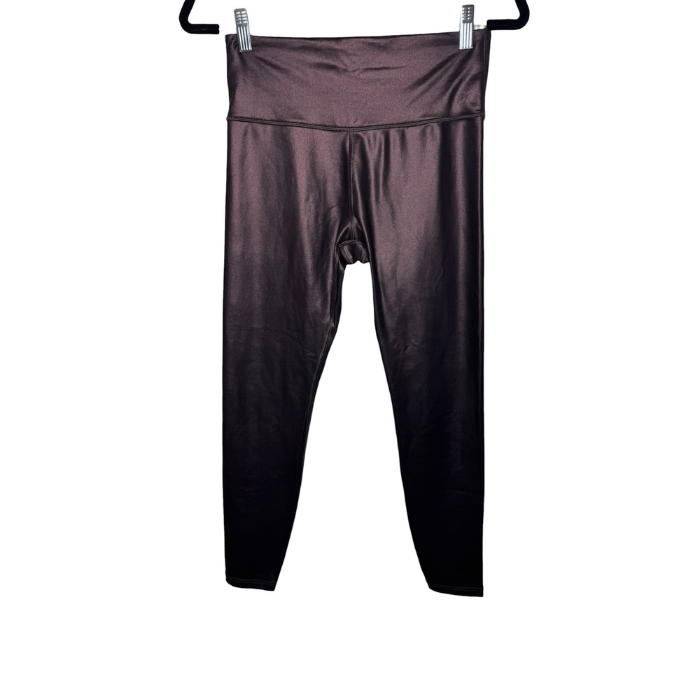 Athleta Elation Ultra High Rise Shimmer Leggings Metallic Antique Burgundy Small
